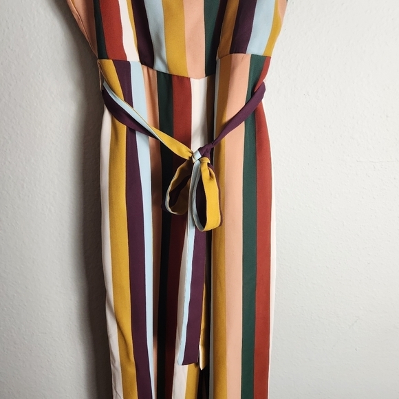 Lily Black Womens Multicolor Stripe Cropped Wide Leg Jumpsuit-Size S - Picture 3 of 8